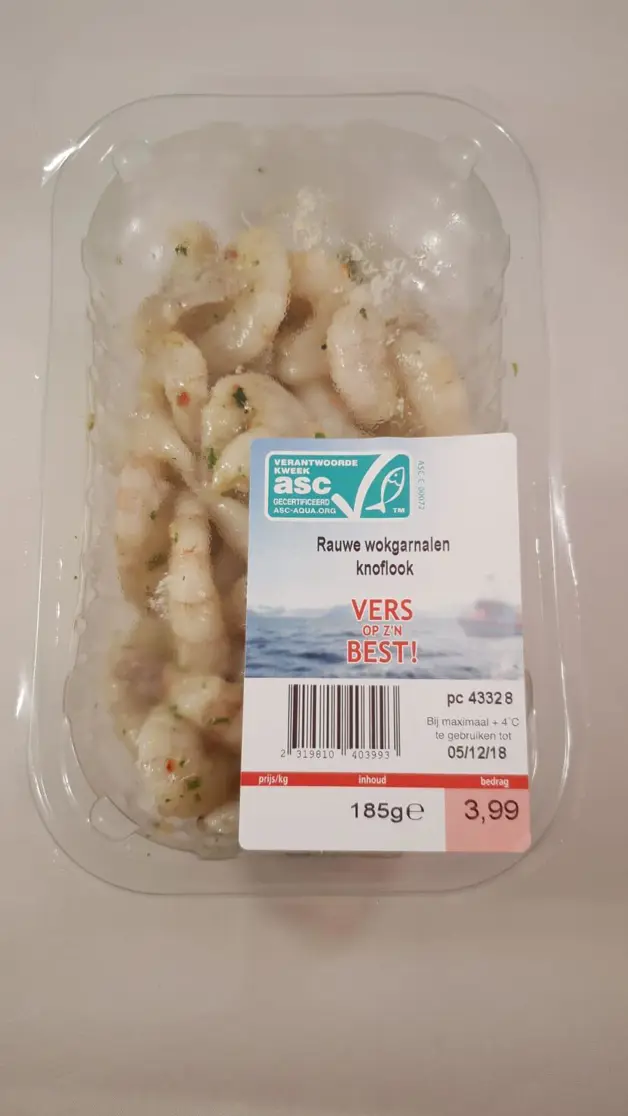 Rauwe Wokgarnalen Knoflook 4X185g MSC